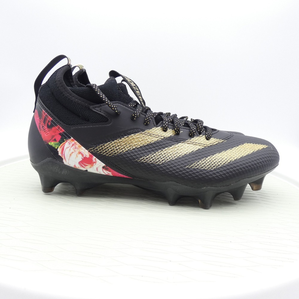 Adidas Adizero Football Cleats Mens 10.5 Black Gold Floral Rose IG6001